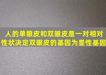 人的单眼皮和双眼皮是一对相对性状决定双眼皮的基因为显性基因