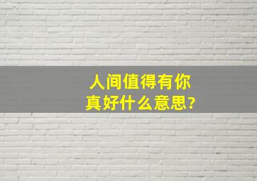 人间值得有你真好什么意思?