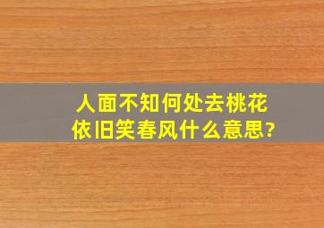 人面不知何处去桃花依旧笑春风什么意思?