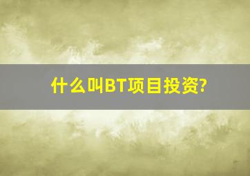 什么叫BT项目投资?