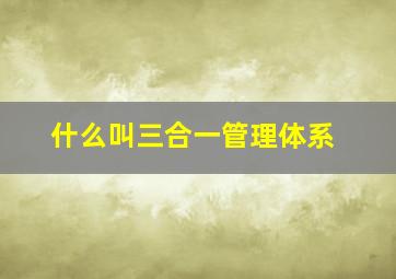 什么叫三合一管理体系