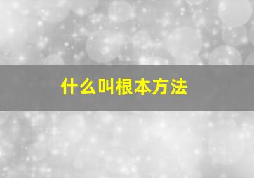 什么叫根本方法