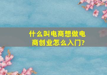 什么叫电商,想做电商创业,怎么入门?