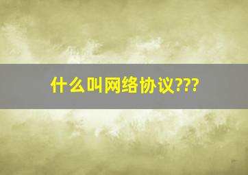 什么叫网络协议???