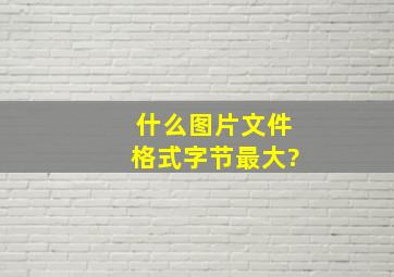 什么图片文件格式字节最大?