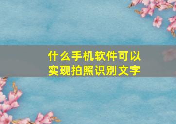 什么手机软件可以实现拍照识别文字