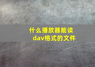 什么播放器能读dav格式的文件