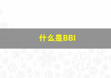 什么是BBI(