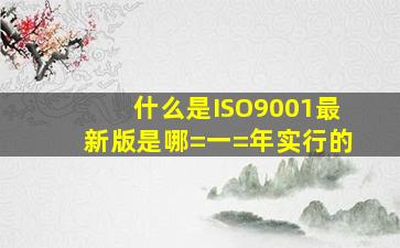 什么是ISO9001最新版是哪=一=年实行的(