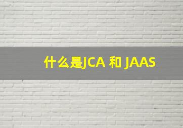 什么是JCA 和 JAAS