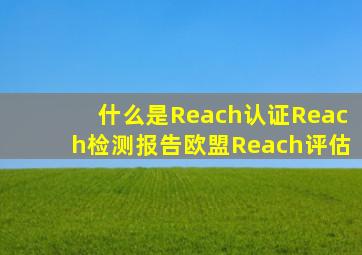 什么是Reach认证,Reach检测报告,欧盟Reach评估