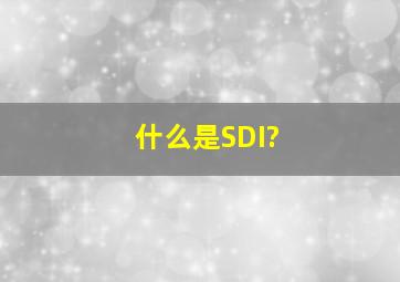 什么是SDI?