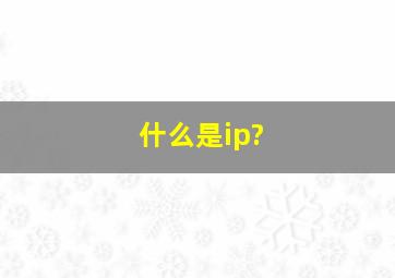 什么是ip?