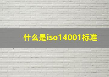 什么是iso14001标准