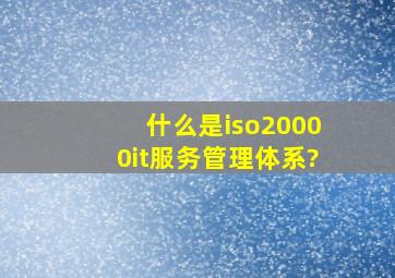 什么是iso20000it服务管理体系?