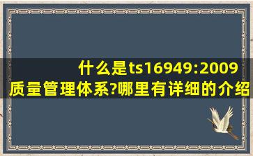 什么是ts16949:2009质量管理体系?哪里有详细的介绍?