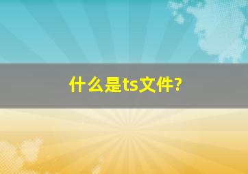 什么是ts文件?