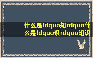 什么是“知”,什么是“识”,知识的外延与内涵是什么?