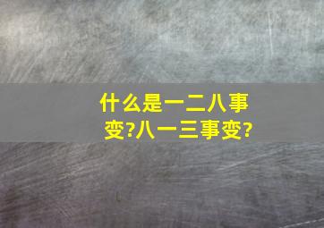 什么是一二八事变?八一三事变?