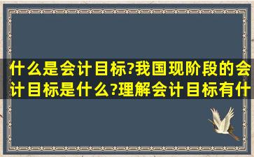 什么是会计目标?我国现阶段的会计目标是什么?理解会计目标有什么...