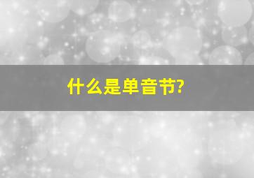 什么是单音节?