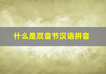 什么是双音节汉语拼音