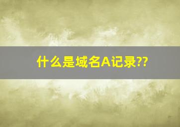 什么是域名A记录??