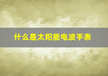 什么是太阳能电波手表