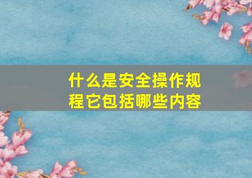 什么是安全操作规程它包括哪些内容