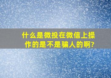 什么是微投,在微信上操作的。是不是骗人的啊?