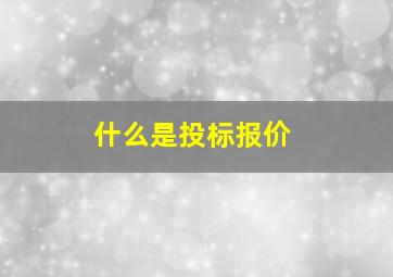 什么是投标报价