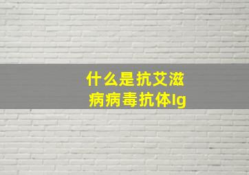 什么是抗艾滋病病毒抗体Ig