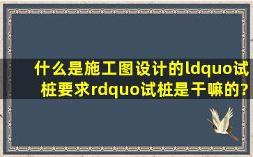 什么是施工图设计的“试桩要求”,试桩是干嘛的?