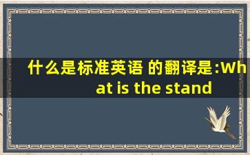 什么是标准英语 的翻译是:What is the standard English 中文翻译...