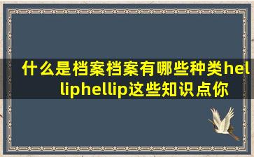 什么是档案档案有哪些种类……这些知识点你需要get文件