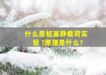 什么是桩基静载荷实验 ?原理是什么?