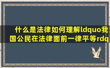 什么是法律如何理解“我国公民在法律面前一律平等” 