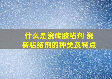 什么是瓷砖胶粘剂 瓷砖粘结剂的种类及特点