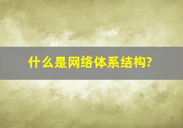 什么是网络体系结构?