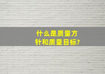 什么是质量方针和质量目标?