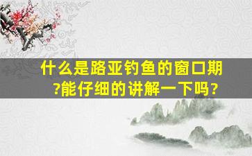 什么是路亚钓鱼的窗口期?能仔细的讲解一下吗?