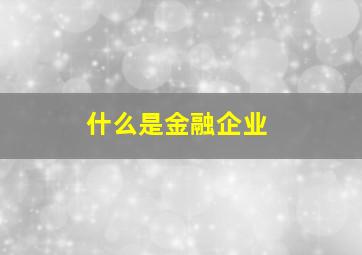 什么是金融企业(