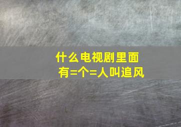 什么电视剧里面有=个=人叫追风(