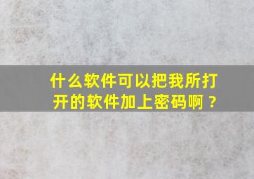 什么软件可以把我所打开的软件加上密码啊 ?