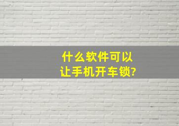 什么软件可以让手机开车锁?