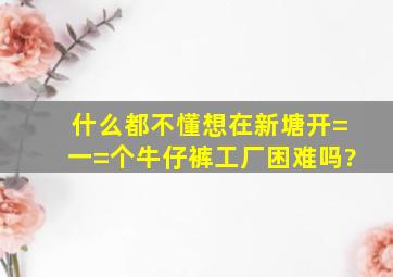 什么都不懂,想在新塘开=一=个牛仔裤工厂困难吗?