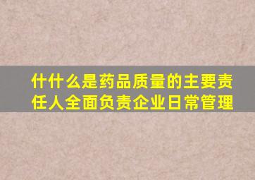 什什么是药品质量的主要责任人,全面负责企业日常管理