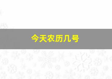 今天,农历几号