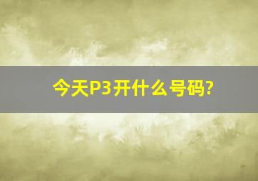 今天P3开什么号码?