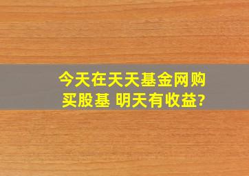 今天在天天基金网购买股基 明天有收益?